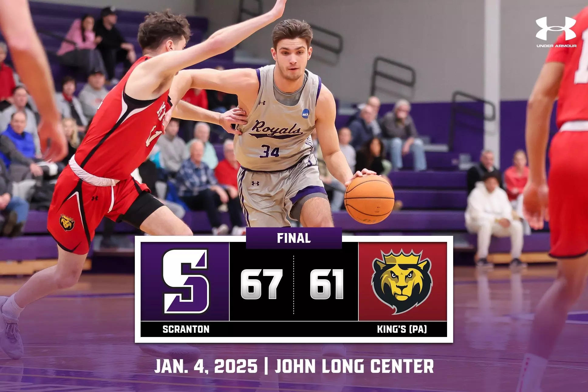 Men's Basketball Defeats King's, 67-61 - University of Scranton