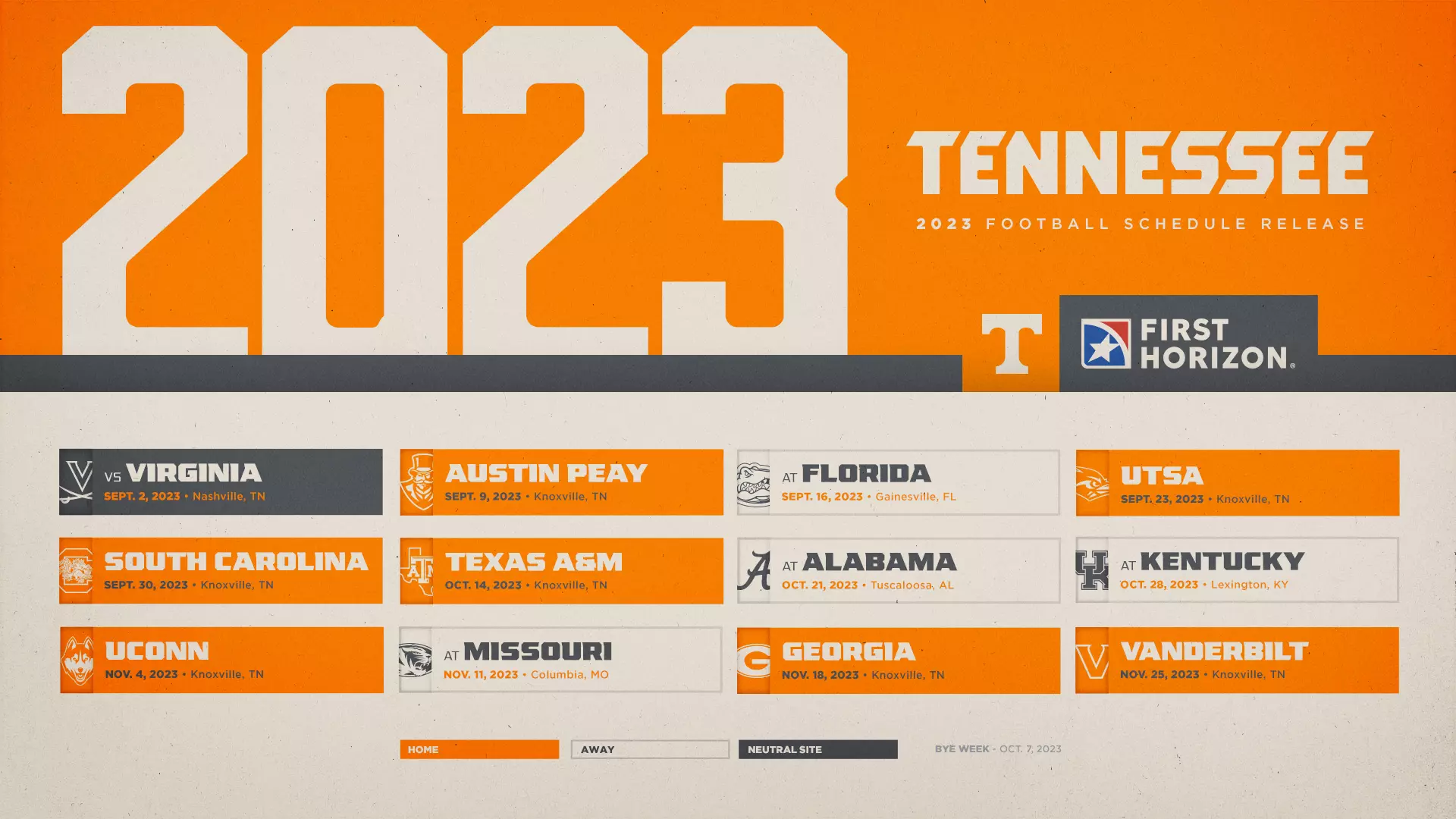 2023 Tennessee Football Schedule Announced University of Tennessee 2023 Tennessee Football Schedule Announced University of Tennessee