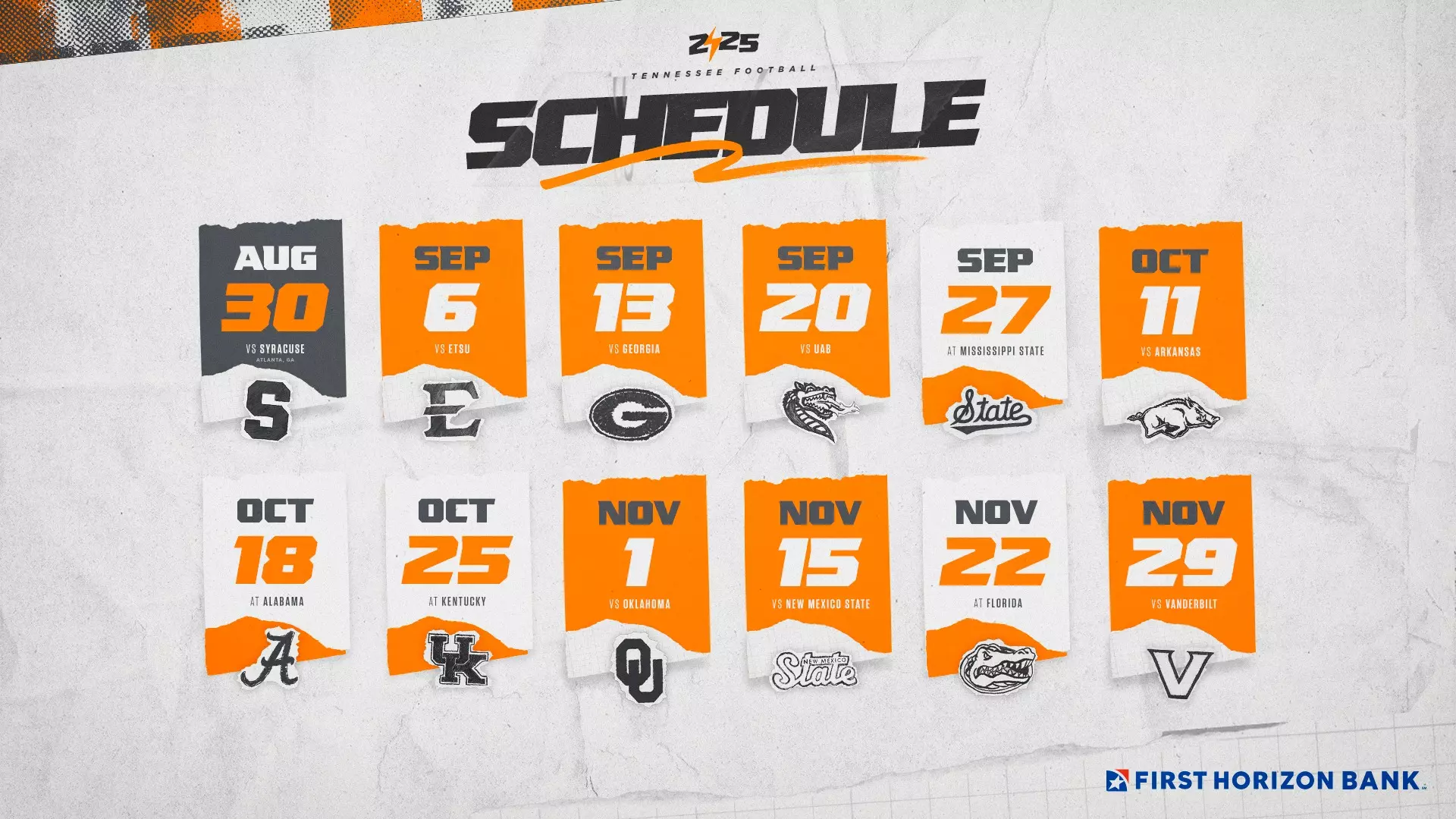 2025 Football Schedule Dates Announced University of Tennessee Athletics 2025 Football Schedule Dates Announced University of Tennessee Athletics