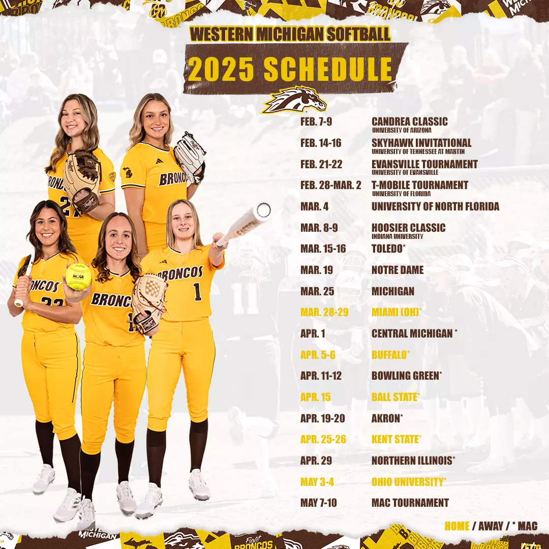 Michigan Softball Roster WMU Softball Announces 2025 Schedule - Western Michigan University ...
