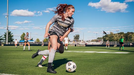 Soccer Hosts Maryland to End Season - Image 39: Megan Hutchinson, 13,  Gracie Dunaway, 2, WSOC, Soccer, Maryland - Purdue University