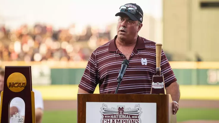 STARKVILLE, MS - July 02, 2021 - Will Clark during a ceremony at Dudy Noble Field at Polk-Dement Stadium in Starkville, MS, celebrating the Mississippi State Bulldogs College World Series National Championship win. Photo By Chamberlain Smith