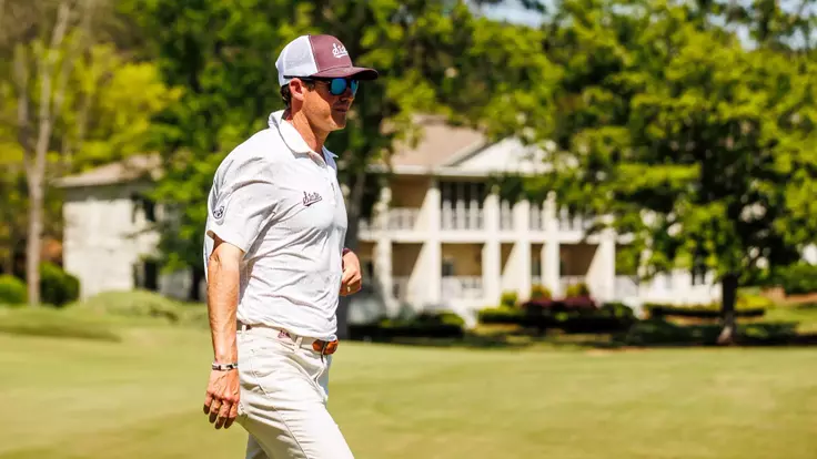 WEST POINT, MS - April 14, 2025 - Mississippi State Head Coach Dusty Smith during the Old Waverly Collegiate Championship at Old Waverly Golf Club in West Point, MS. Photo By Mike Mattina