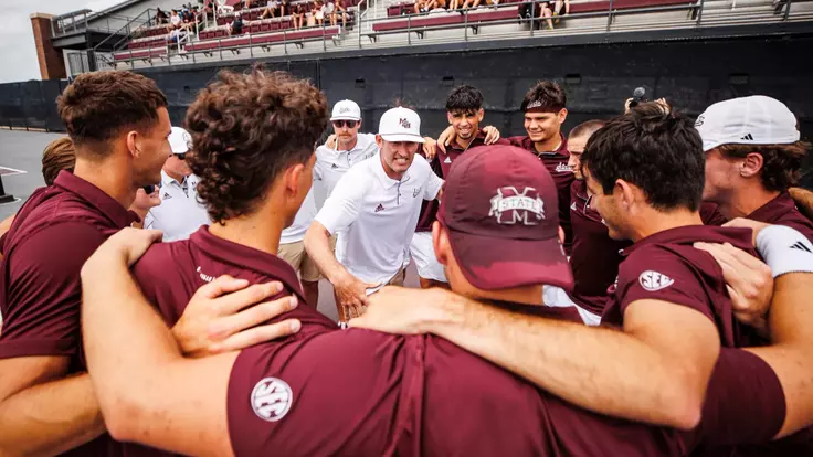 Head coach Matt Roberts addresses his team prior to home match against Auburn.