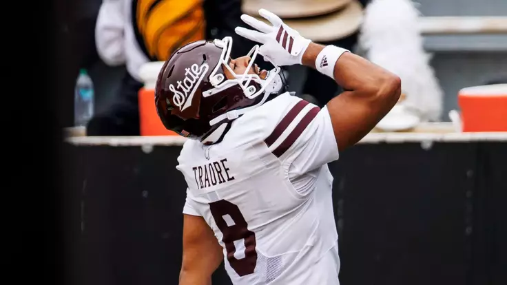 HATTIESBURG, MS - August 30, 2025 - Mississippi State Tight End Seydou Traore (#8) during the game between the Southern Mississippi Golden Eagles and the Mississippi State Bulldogs at M.M. Roberts Stadium in Hattiesburg, MS. Photo By Mike Mattina