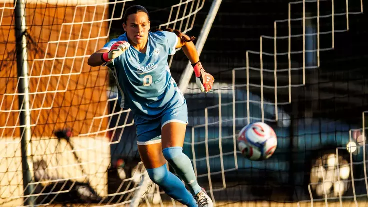 STARKVILLE, MS - August 27, 2026 - Mississippi State Goal Keeper Jenny Harrison (#0) during the match between the Oklahoma State Cowgirls and the Mississippi State Bulldogs at the MSU Soccer Field in Starkville, MS. Photo By Mike Mattina