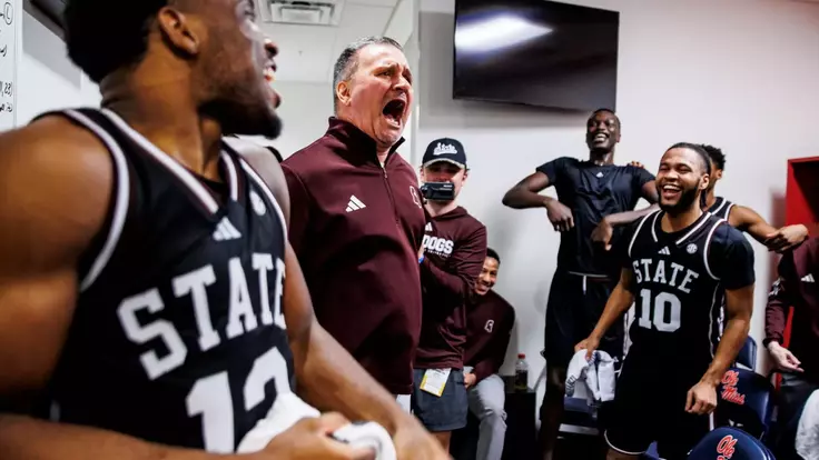 OXFORD, MS - February 14, 2026 - Mississippi State Head Coach Chris Jans during the game between the Ole Miss Rebels and the Mississippi State Bulldogs at Pavilion at Ole Miss in Oxford, MS. Photo By Mike Mattina