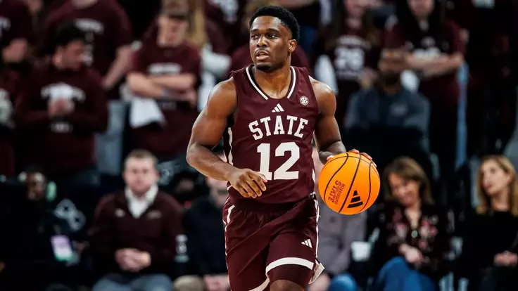 STARKVILLE, MS - February 07, 2026 - Mississippi State Guard Josh Hubbard (#12) during the game between the Arkansas Razorbacks and the Mississippi State Bulldogs at Humphrey Coliseum in Starkville, MS. Photo By Mike Mattina