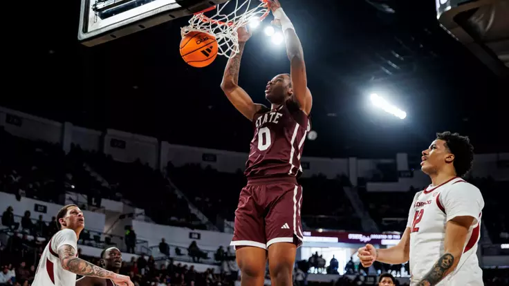 STARKVILLE, MS - February 07, 2026 - Mississippi State Guard Jamar Davis-Fleming (#0) during the game between the Arkansas Razorbacks and the Mississippi State Bulldogs at Humphrey Coliseum in Starkville, MS. Photo By Mike Mattina