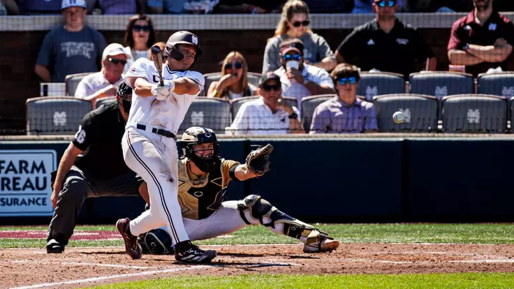 STARKVILLE, MS - March 22, 2026 - Mississippi State Outfielder Jacob Parker (#2) during the game between the Vanderbilt Commodores and the Mississippi State Bulldogs at Dudy Noble Field at Polk-Dement Stadium in Starkville, MS. Photo By Mike Mattina