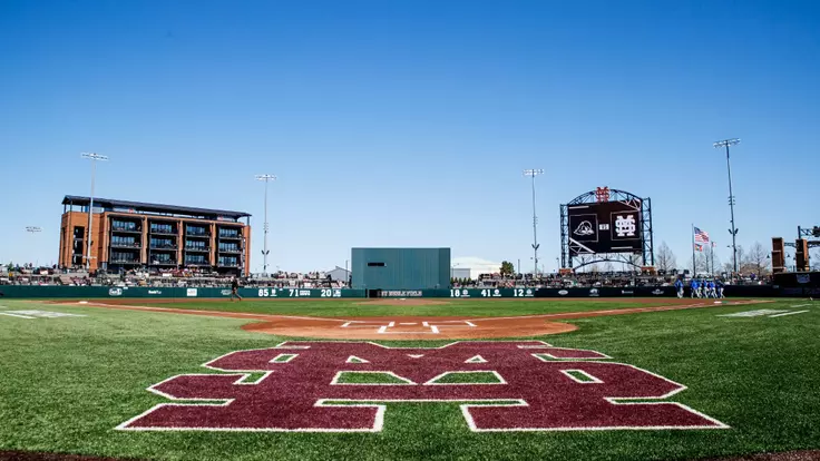 STARKVILLE, MS - February 22, 2026 - The Mississippi State Bulldogs during the game between the Delaware Fighting Blue Hens and the Mississippi State Bulldogs at Dudy Noble Field at Polk-Dement Stadium in Starkville, MS. Photo By Mike Mattina