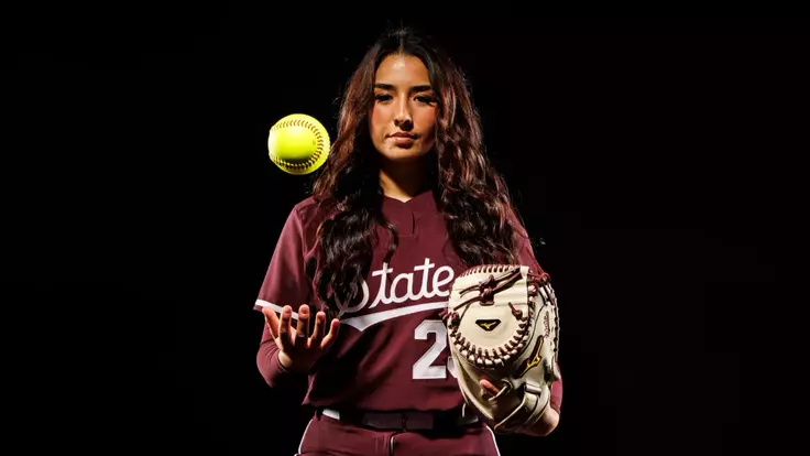 STARKVILLE, MS - January 09, 2026 - Mississippi State Catcher Des Rivera (#23) during 2025-2026 Softball Production Day at the Holliman Athletic Center at Mississippi State University in Starkville, MS. Photo By Ivy Rose Ball