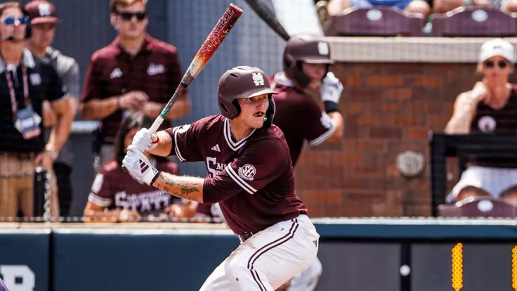 STARKVILLE, MS - May 29, 2026 - Mississippi State Outfielder Vytas Valincius (#14) during the game between the Lipscomb Bison and the Mississippi State Bulldogs at Dudy Noble Field at Polk-Dement Stadium in Starkville, MS. Photo By Mike Mattina
