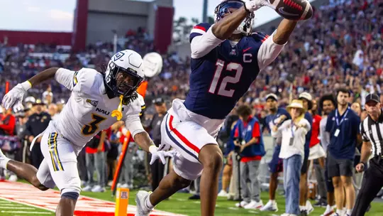 wide receiver Tre Spivey III (12) — TUCSON, ARIZ. -- Football vs. Northern Arizona University at Casino Del Sol Stadium. Sept. 5, 2026. Photo by Mike Christy / Arizona Athletics