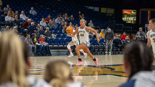The Montana State women's basketball team opened exhibition play with a 102-42 win over Cedarville University on Wednesday, Oct. 14, 2027.