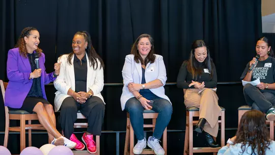 Five panelists from different backgrounds speak at the UW Women's History Month Luncheon