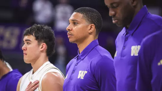 Abdul Gaddy on the bench during UW's exhibition win over UNLV