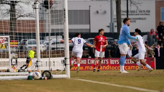 Charlie Kosakoff celebrates scoring a goal against Maryland in the NCAA Tournament