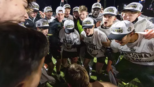 UW Men's Soccer celebrates winning the NCAA Championship