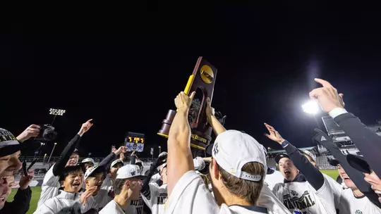 UW Men's Soccer celebrates it's 2025 NCAA title.