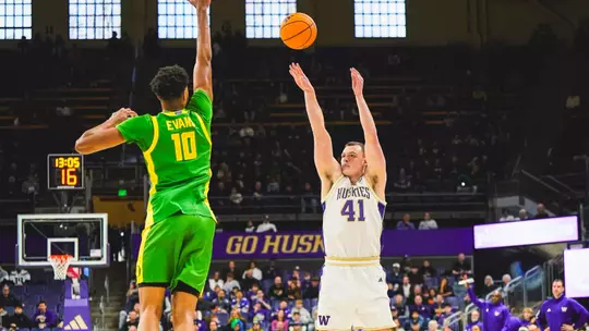 Jacob Ognacevic attempts a three pointer vs. Oregon