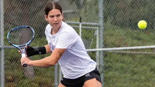 Alexia Marginean hits the ball during practice