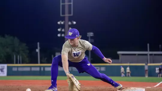 Drew Johnson fields a ground ball during practice.