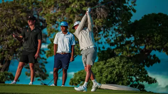 Emil Herstad hits a tee shot
