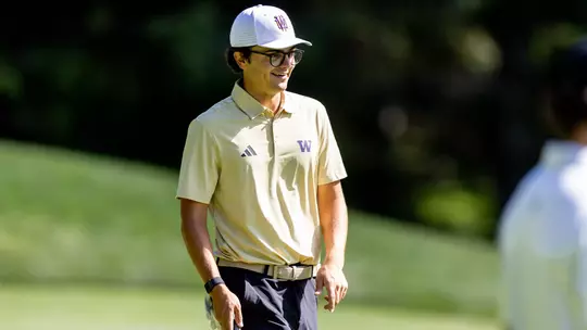 Jacob Goode smiling on the course