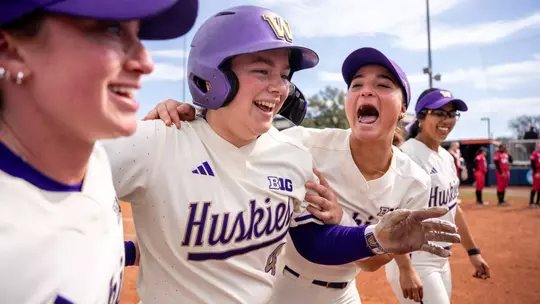 Jadyn Glab and Gabi Toney celebration after walk off home run over No. 9 Nebraska