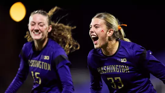 Kelsey Branson celebrates a goal vs. Minnesota