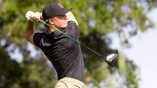 Emil Herstad follows through with his driver at The Goodwin