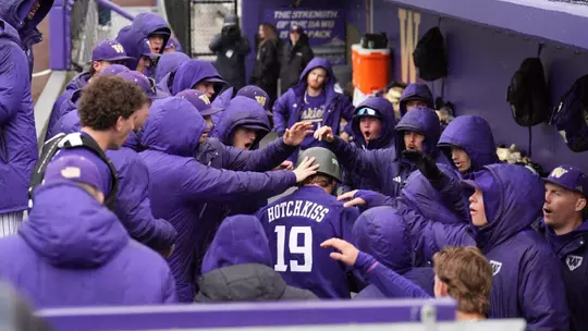 Hotchkiss home run celebration in dugout