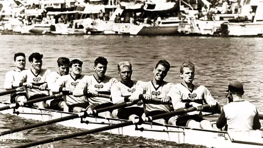 The Soviet Union men's national team eight-oared crew racing at the 1987 Windermere Cup in Seattle