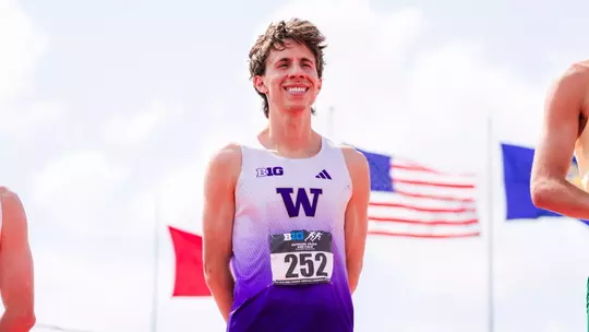 Reuben Reina on the podium at 2026 Big Tens