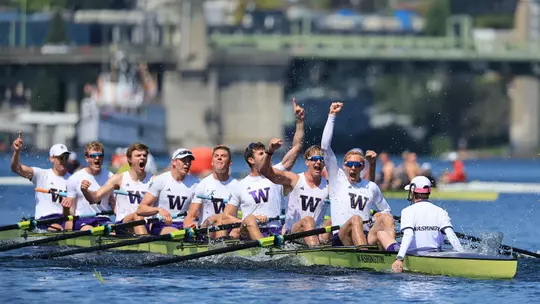 the Uw men's varsity eight celebrates its win over Great Britain in the 2026 Windermere cup, May 2, 2026