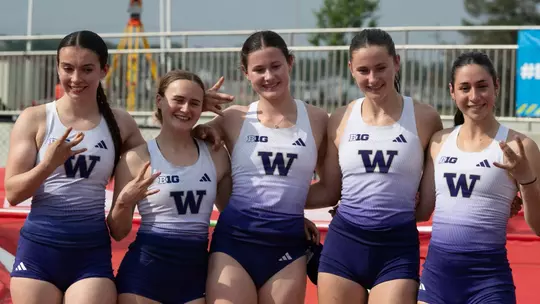 Women's Pole Vaulters posing together at Big Tens