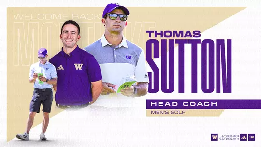 Thomas Sutton men's golf head coach announcement graphic