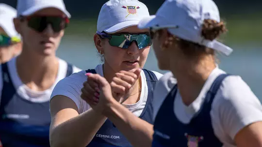 Teal Cohen in the U.S. women's four at 2026 World Rowing Championships