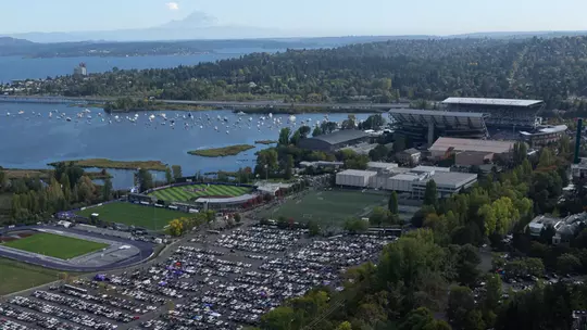 UW Athletics village photo from above E1 parking lot