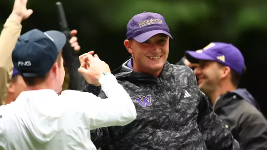 Finn Koelle celebrates his hole-in-one at the Sahalee Players Championship