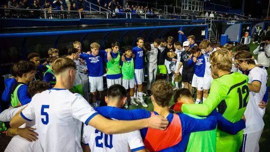 Seton Hall Men's Soccer Group Huddle