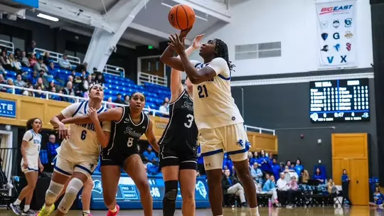 Shailyn Pinkney drives to the hoop against Providence on Jan. 20