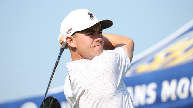 Thomas Ponder tees off at the 2024 SEC Men's Golf Championships