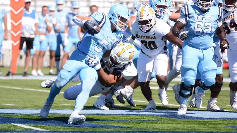 Ryan Bell makes a stop behind the line of scrimmage in the win over The Citadel