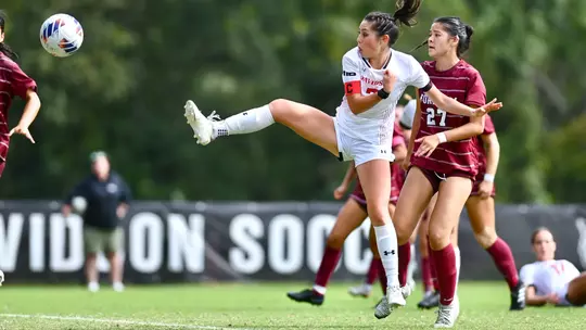 Davidson takes on Fordham in A-10 women's soccer action at Alumni Soccer Stadium on Sunday, October 05, 2025 in Davidson, North Carolina. Credit - Tim Cowie/DavidsonPhotos.com @tjcowie