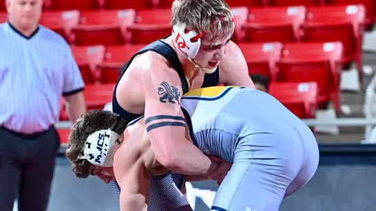 Davidson takes on UT-Chattanooga in SoCon wrestling action at Belk Arena on Friday, February 07, 2025 in Davidson, North Carolina. Credit - Tim Cowie/DavidsonPhotos.com