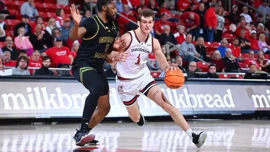Davidson takes on George Mason in A-10 men's basketball action at Belk Arena on Saturday, February 01, 2025 in Davidson, North Carolina. Credit - Tim Cowie/DavidsonPhotos.com