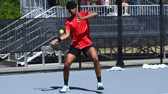 Davidson takes on UNC Greensboro in non-conference men's tennis action at the Davidson Tennis Courts on Saturday, March 22, 2025 in Davidson, North Carolina. Credit - Tim Cowie/DavidsonPhotos.com