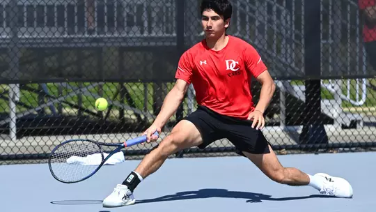 Davidson takes on UNC Greensboro in non-conference men's tennis action at the Davidson Tennis Courts on Saturday, March 22, 2025 in Davidson, North Carolina. Credit - Tim Cowie/DavidsonPhotos.com
